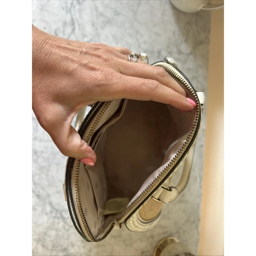Kate Spade Large Dome Reiley Straw Satchel Handbag Purse